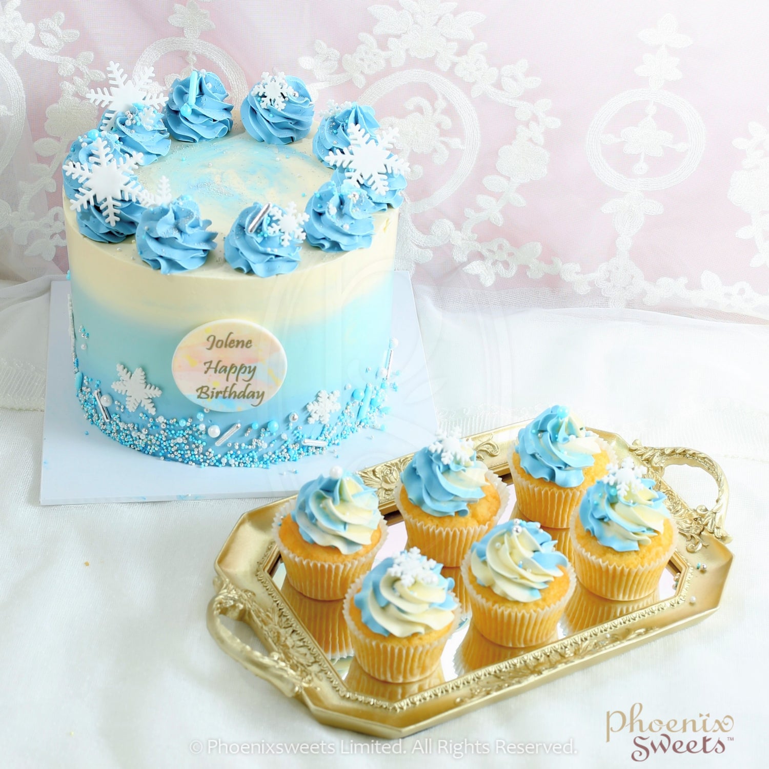 Themed Party Combo - Frozen Cake and Cupcake Tower (18pc)