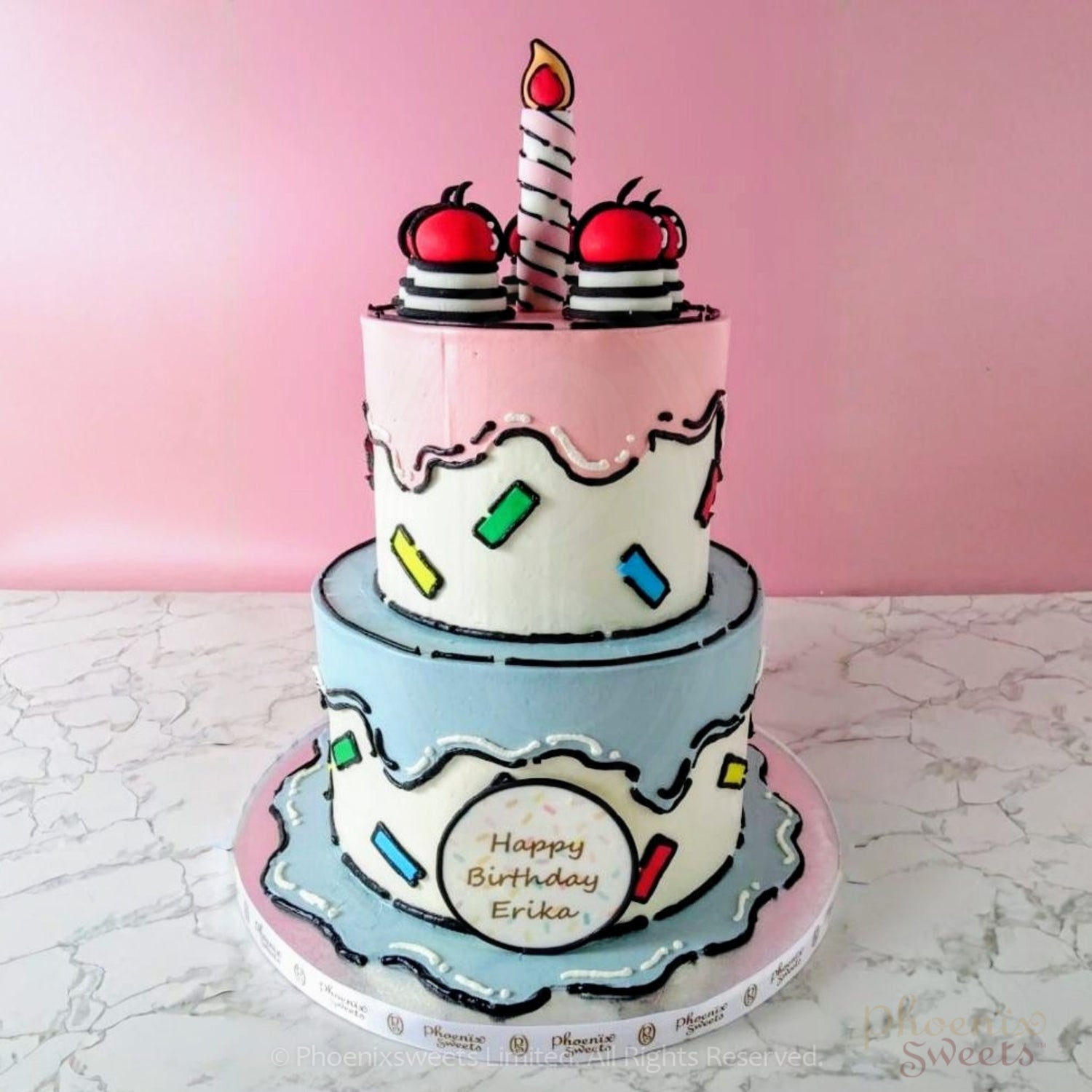 Butter Cream Cake - 2D Comic Cake (2 tiers)
