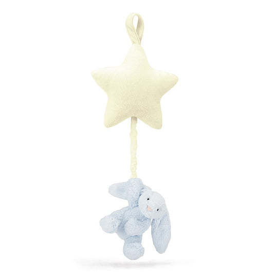 Jellycat Soft Toy - Bashful Blue Bunny Star Musical Pull (28cm tall)