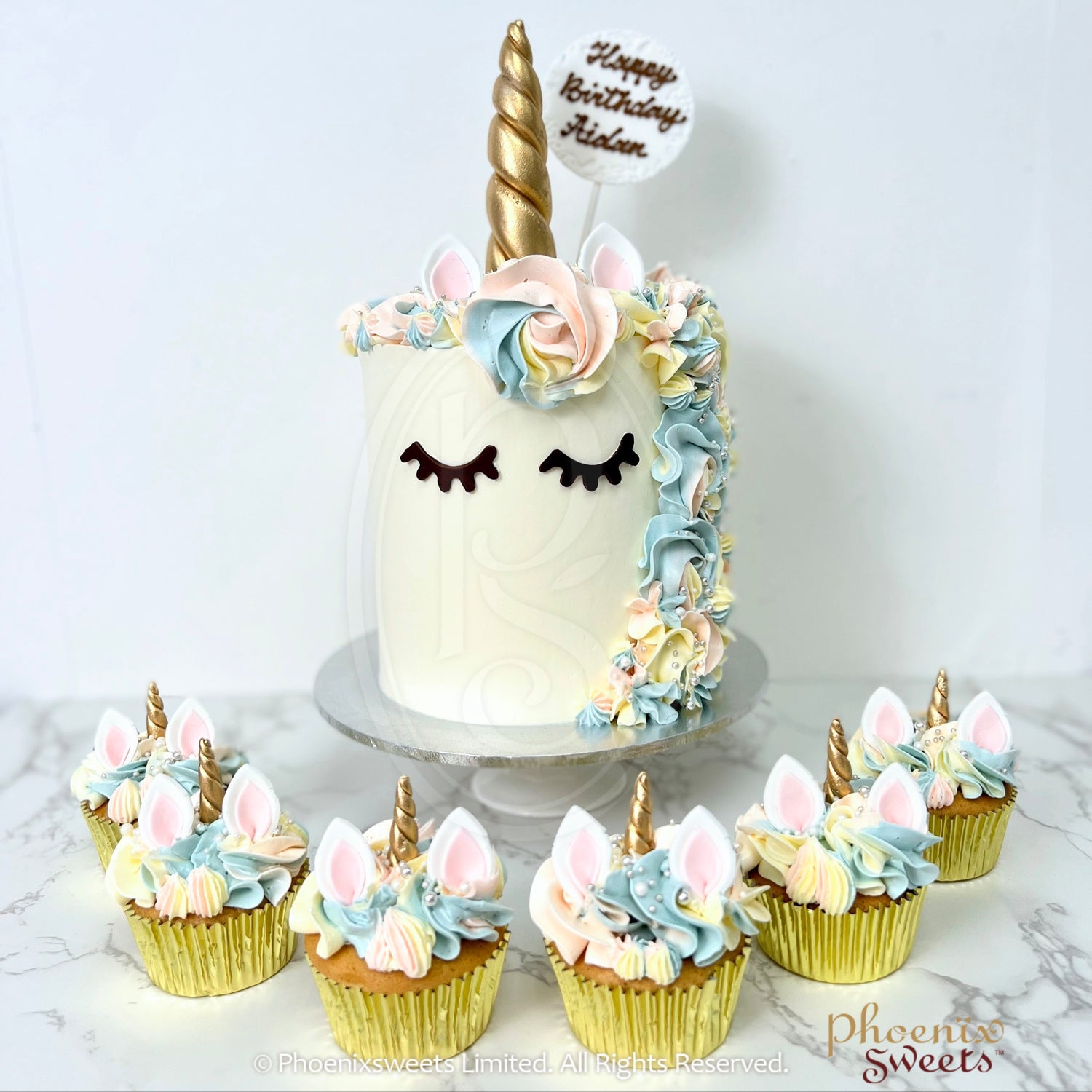 Themed Party Combo - Classic Unicorn Cake and Cupcake Tower