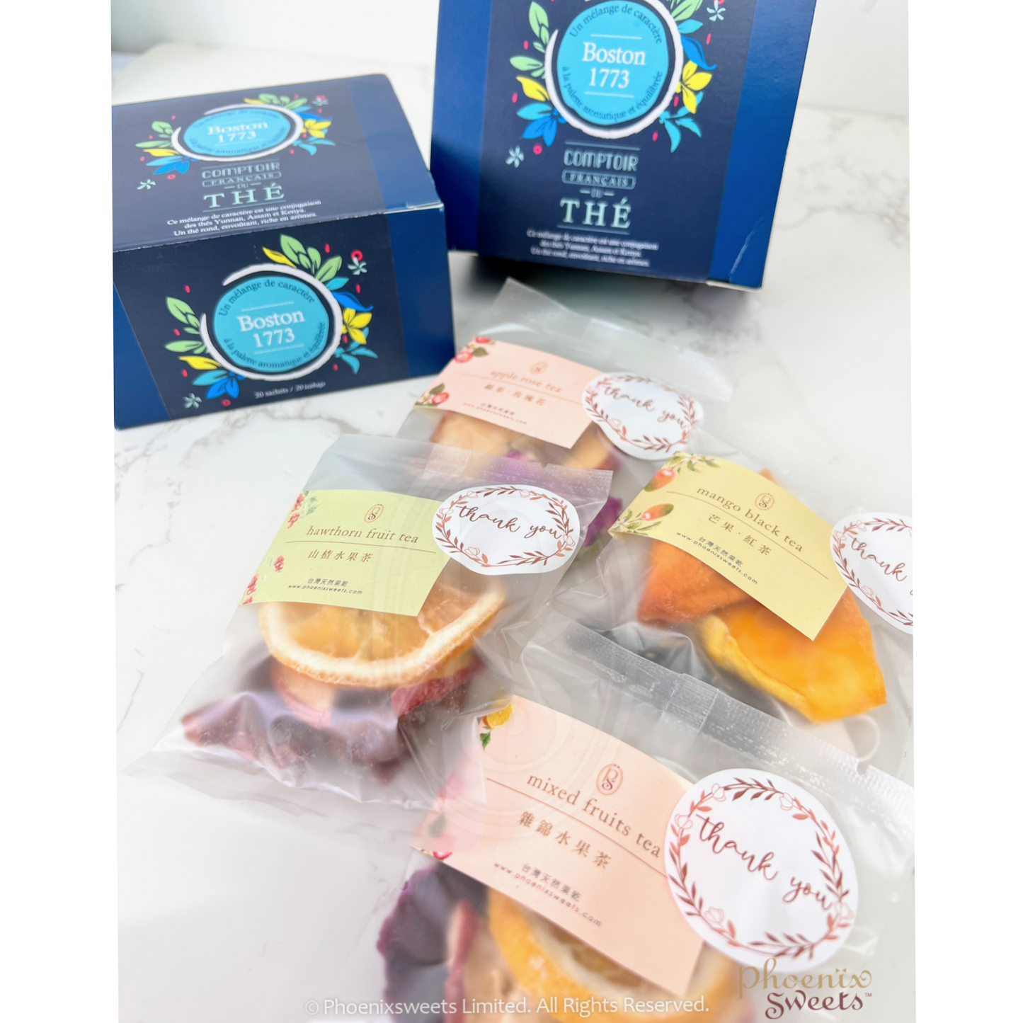 Cookie with Fruit and Floral Tea Gift Box
