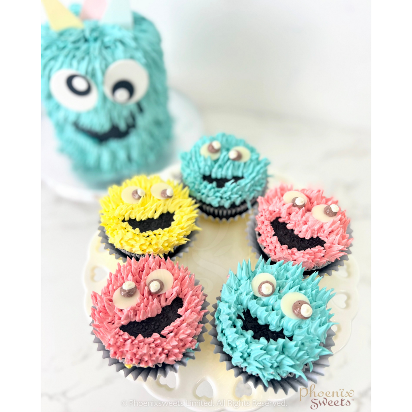 Themed Party Combo - Happy Monster Cake and Cupcake Tower